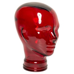 Red Vintage Decorative Mannequin Glass Head Sculpture, 1970s, Germany