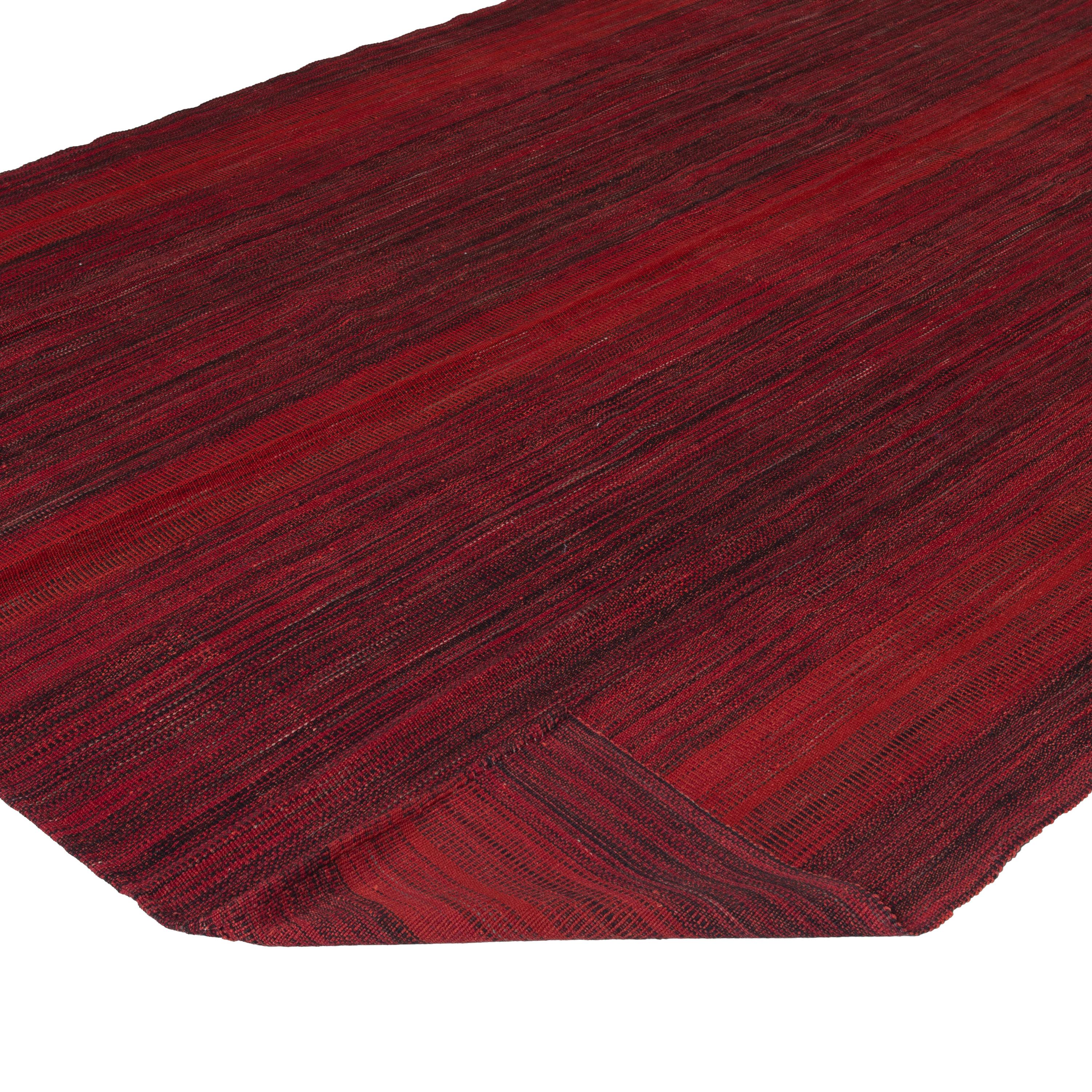 Perse Tapis persan vintage rouge tissé à plat - 8'3