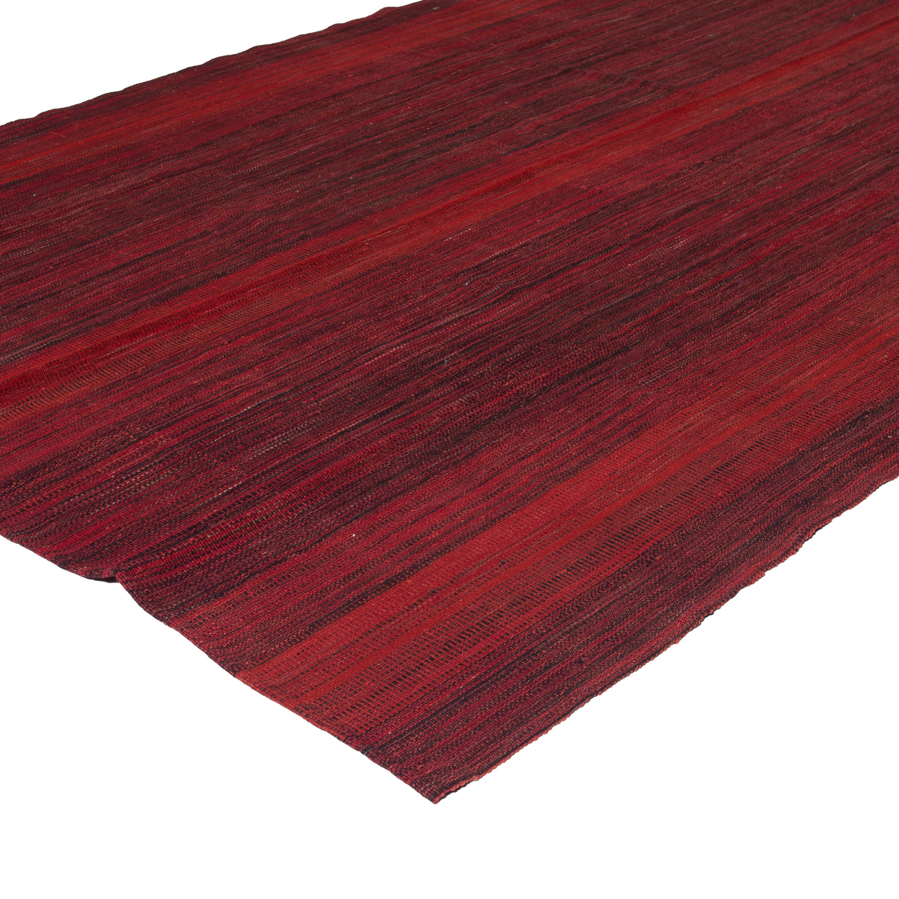 Noué à la main Tapis persan vintage rouge tissé à plat - 8'3