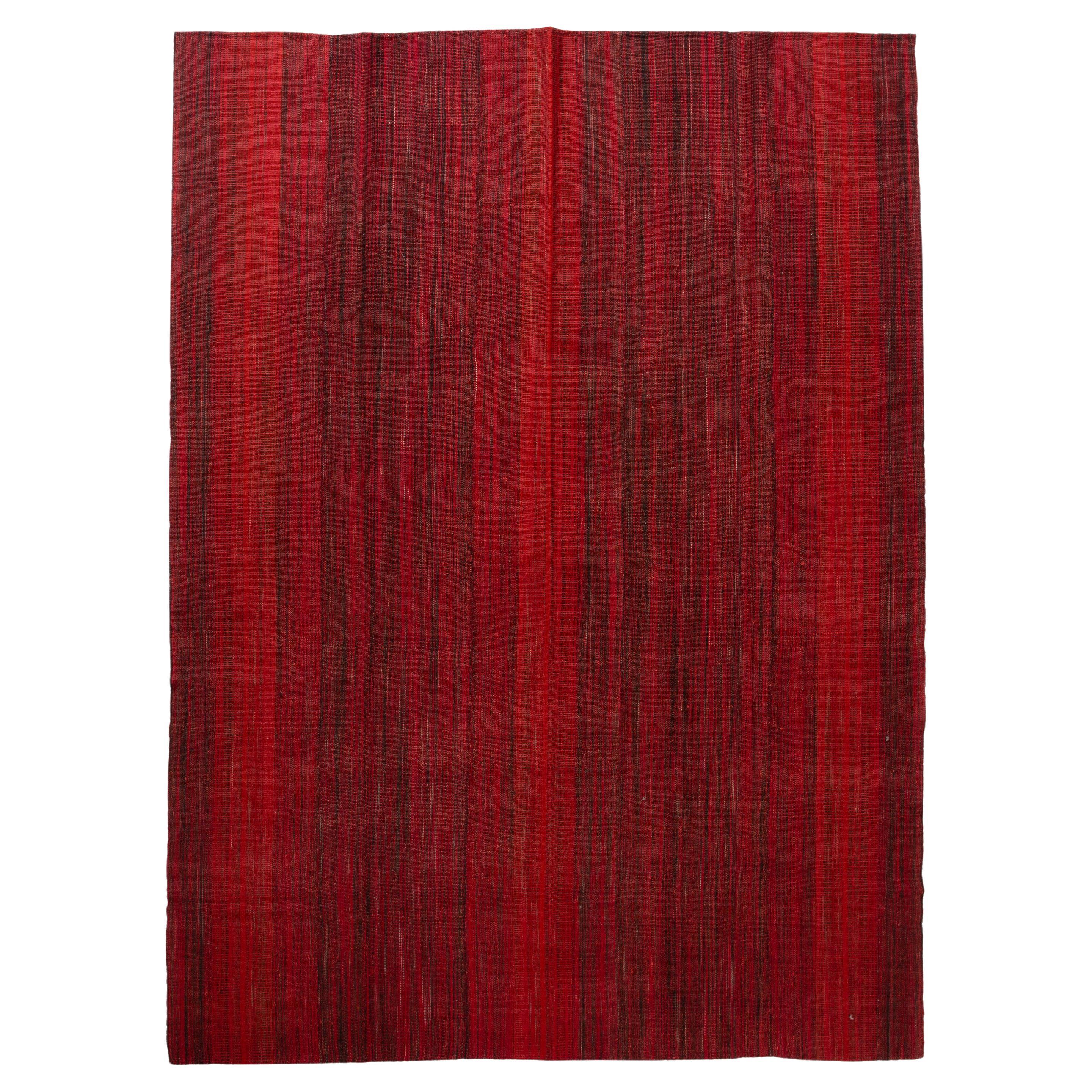 abc carpet Red Vintage Flatweave Wool Persian Rug - 8'3" x 11'7" For Sale