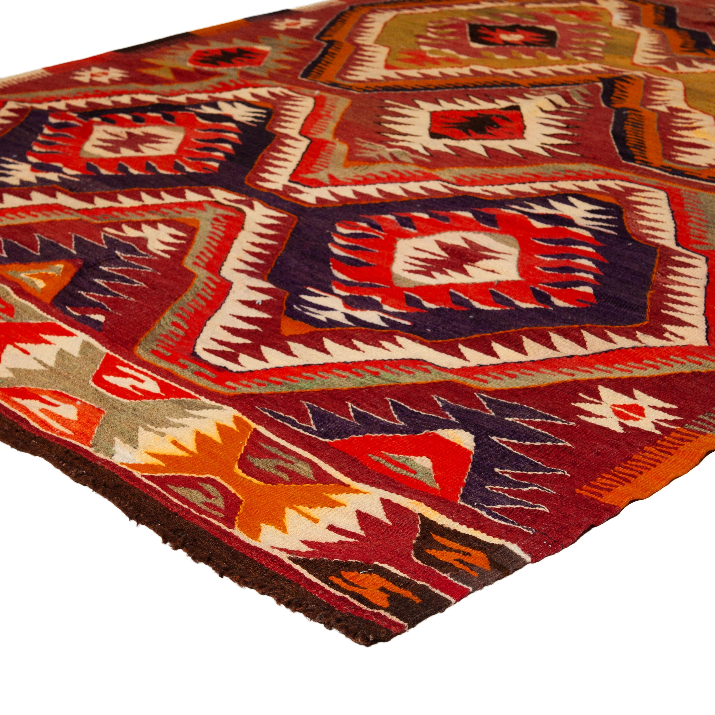 abc carpet Red Vintage Flatweave Wool Rug - 4'7