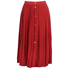 Red Vintage Gucci Pleated Skirt