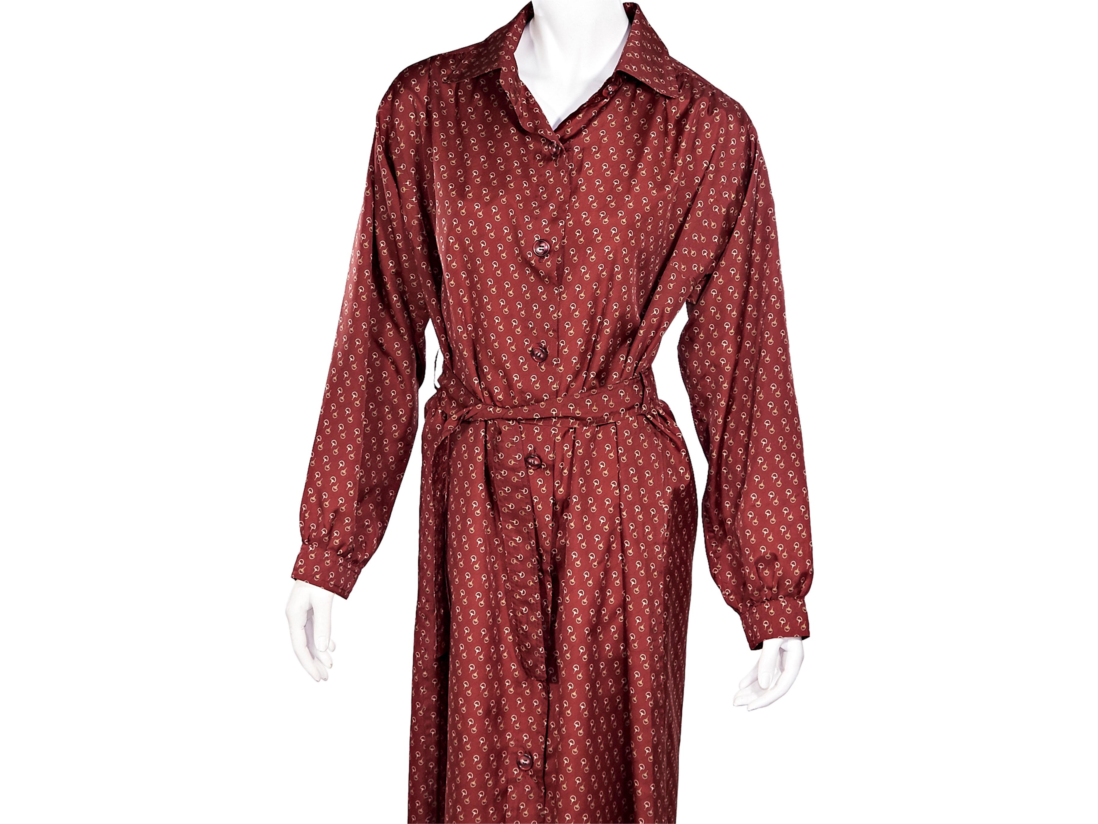 Red Vintage Gucci Red Horsebit Shirtdress In Good Condition In New York, NY