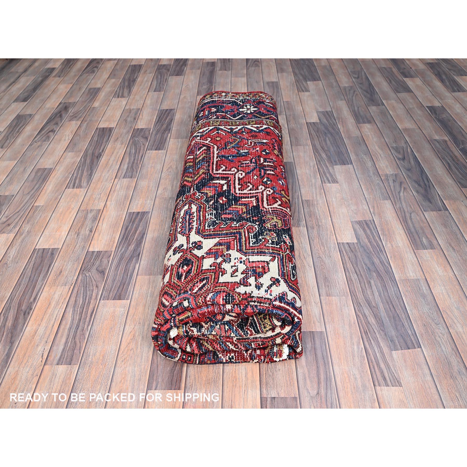 Red Vintage Heriz Persian Charming Village Design Clean Hand Knotted Wool Rug For Sale 5