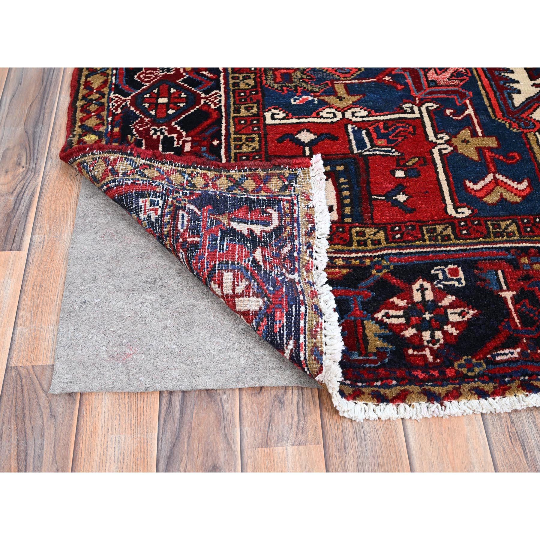 Mid-20th Century Red Vintage Heriz Persian Charming Village Design Clean Hand Knotted Wool Rug For Sale