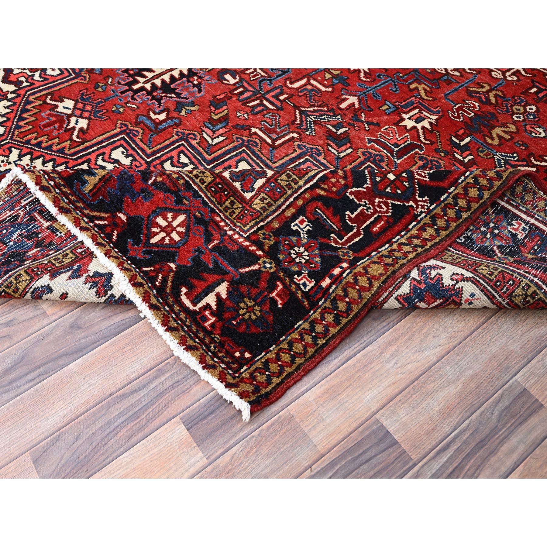 Red Vintage Heriz Persian Charming Village Design Clean Hand Knotted Wool Rug For Sale 2