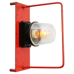 Aplique de Pared de Cristal de Junco Industrial Vintage Rojo