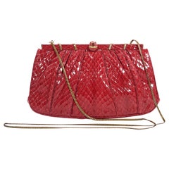 Red Vintage Judith Leiber Snakeskin Clutch