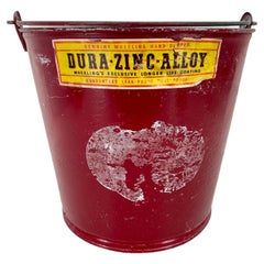 Cubo de basura o papelera de metal vintage rojo