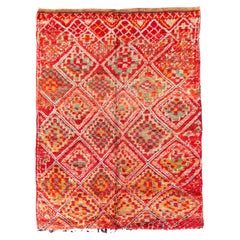 Red Vintage Moroccan Berber Rug from 70s 100% wool 5.4x9 Ft 165x275 Cm
