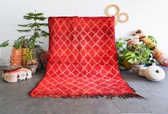 Red Vintage Moroccan Berber Rug from 70s  100% wool  6.6x10.4 Ft 200x315 Cm