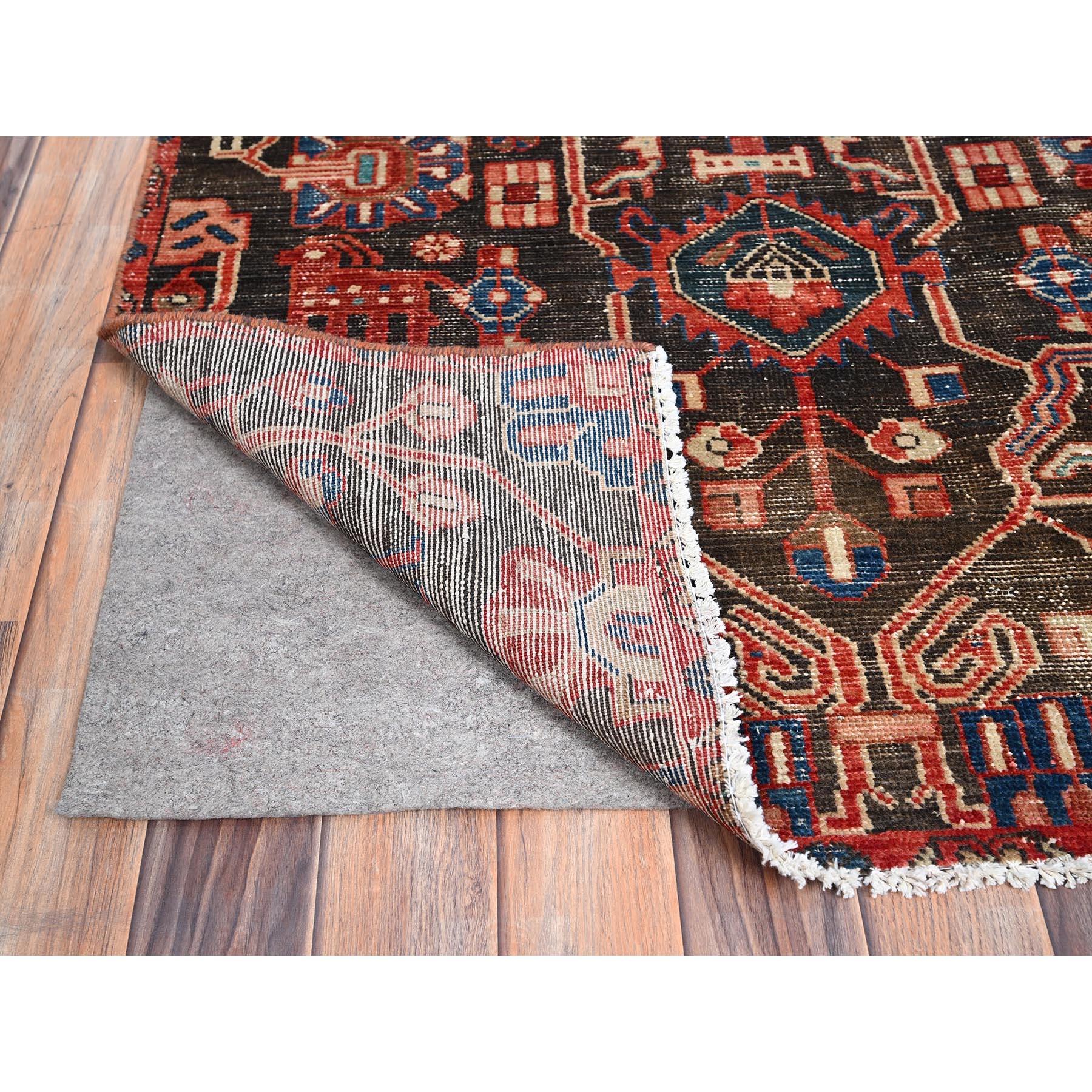 Hand-Knotted Red Vintage Northwest Persian Clean Hand Knotted Wool Distressed Wide Runner Rug For Sale