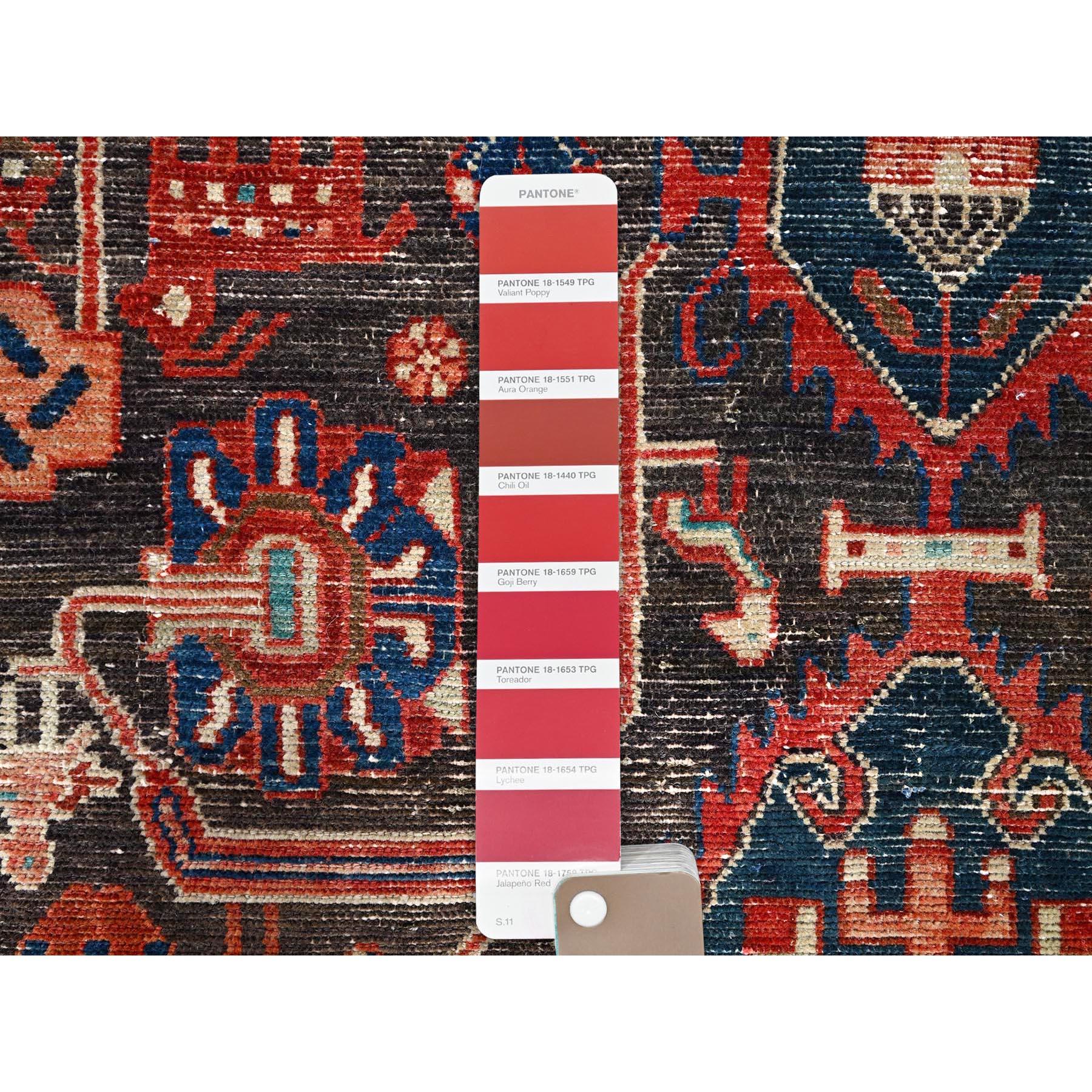 Red Vintage Northwest Persian Clean Hand Knotted Wool Distressed Wide Runner Rug In Good Condition For Sale In Carlstadt, NJ