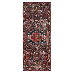 Red Vintage Northwest Persian Clean Hand Knotted Wool Distressed Wide Runner Rug