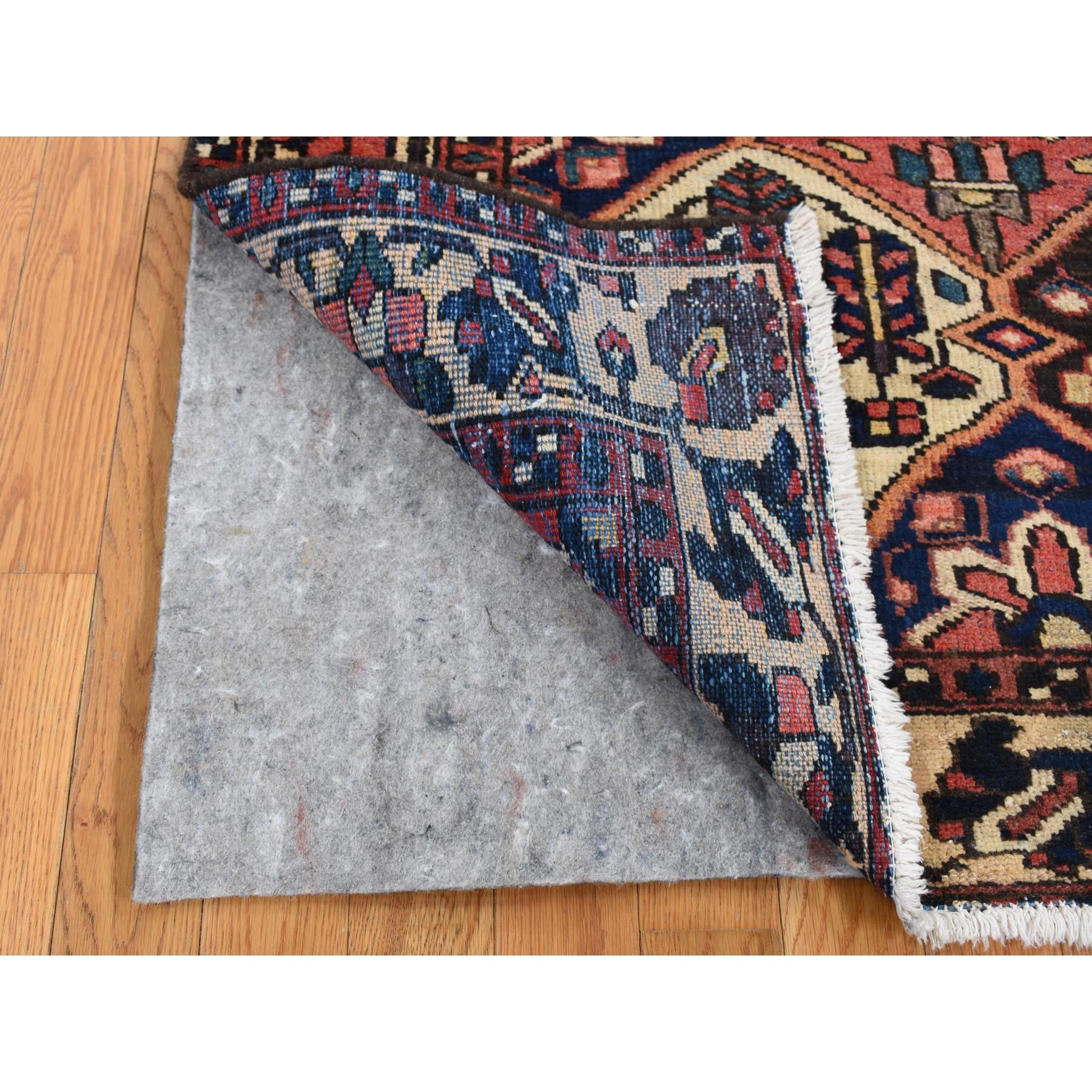 Red Vintage Persian Bakhtiar Garden Design Full Pile and Clean Hand Knotted Rug In Good Condition For Sale In Carlstadt, NJ