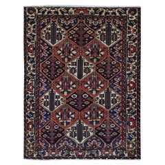 Red Retro Persian Bakhtiar Garden Design Full Pile and Clean Hand Knotted Rug
