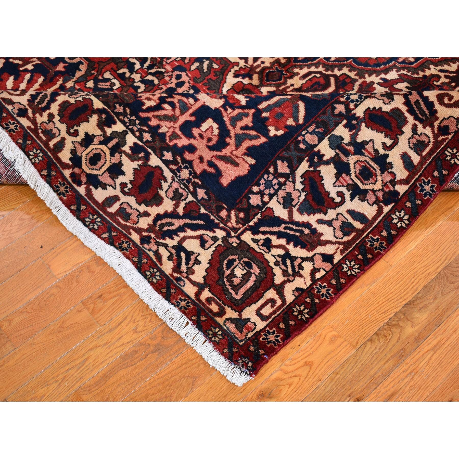 Red Vintage Persian Bakhtiar Good Condition Abrash Pure Wool Hand Knotted Rug For Sale 1