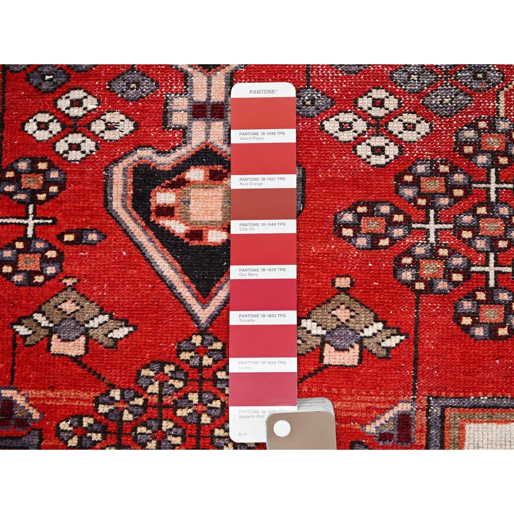 Red Vintage Persian Bakhtiari Cleaned Evenly Worn Wool Hand Knotted Rustic Rug In Excellent Condition For Sale In Carlstadt, NJ