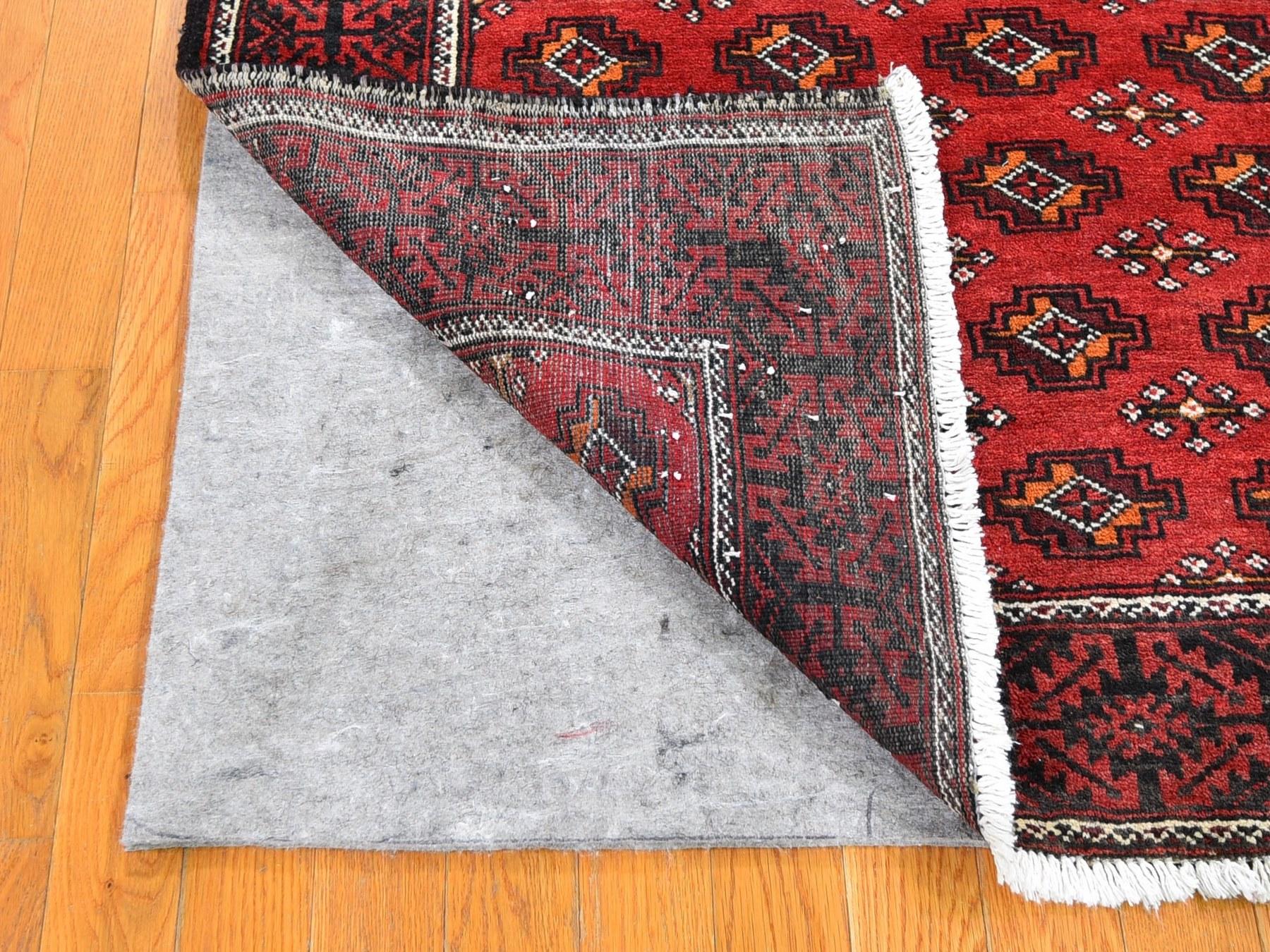 Medieval Red Vintage Persian Baluch Hand Knotted Organic Wool Oriental Rug For Sale