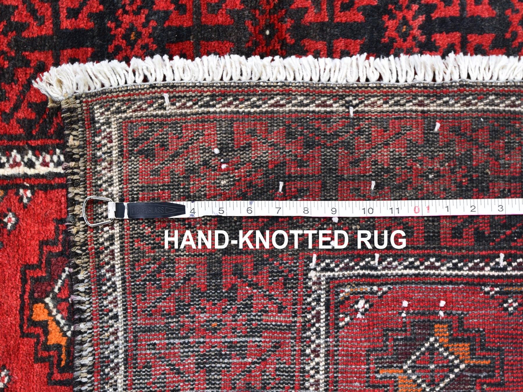 Late 20th Century Red Vintage Persian Baluch Hand Knotted Organic Wool Oriental Rug For Sale