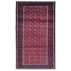 Red Vintage Persian Baluch Hand Knotted Organic Wool Oriental Rug