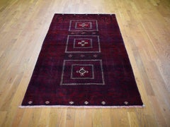 Red Vintage Persian Baluch Velvety Wool Wide Runner Hand Knotted Oriental Rug