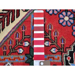 Red Vintage Persian Hamadan Excellent Cond Tribal Design Wool Hand Knotted Rug