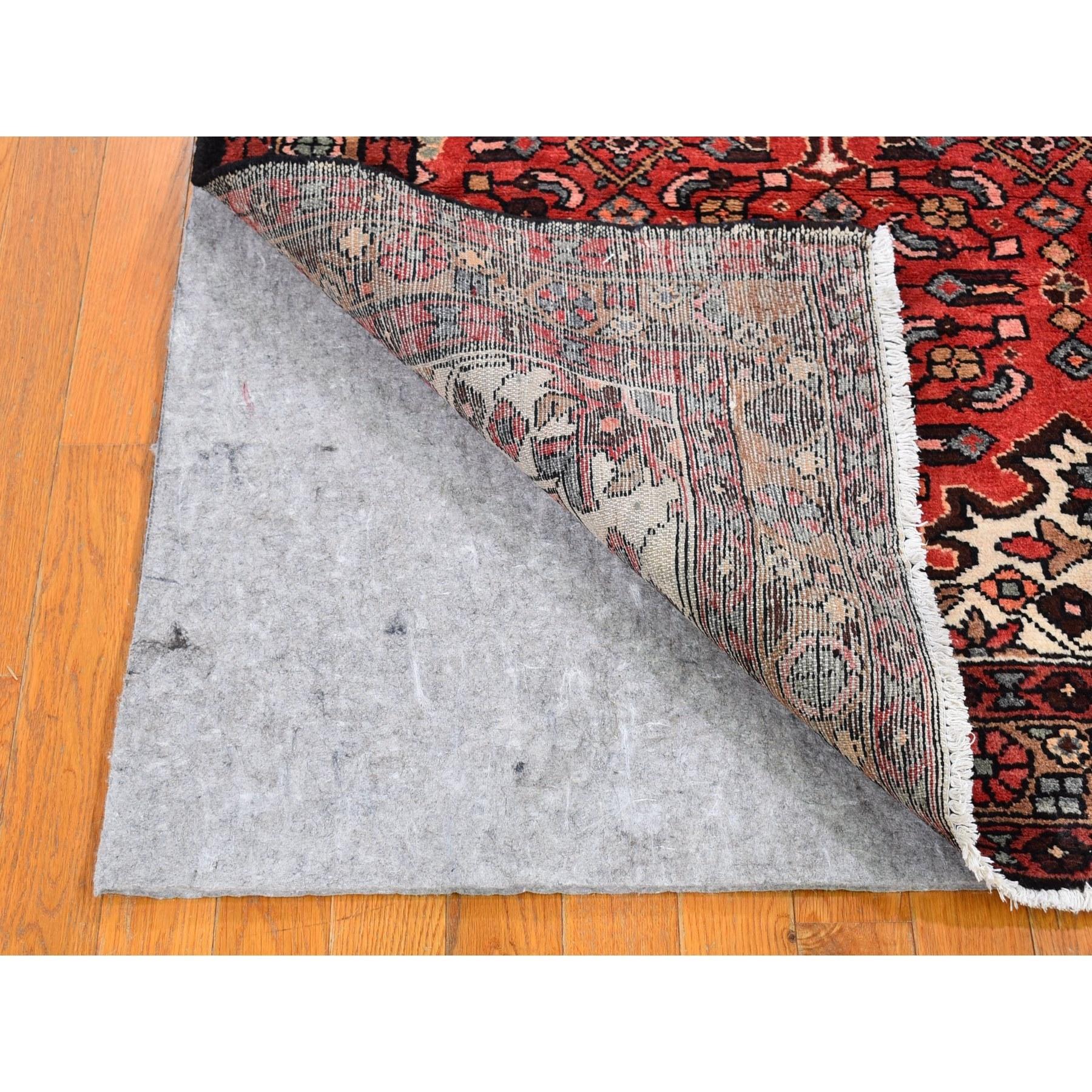 Hand-Knotted Red Vintage Persian Hamadan with Flower Design Full Pile Wool Hand Knotted Rug For Sale