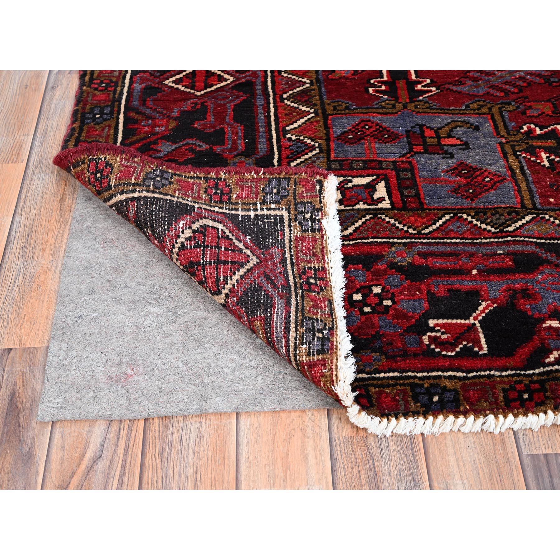 Red Vintage Persian Hand knotted Heriz Distressed Clean Pure Wool Oriental Rug In Good Condition For Sale In Carlstadt, NJ