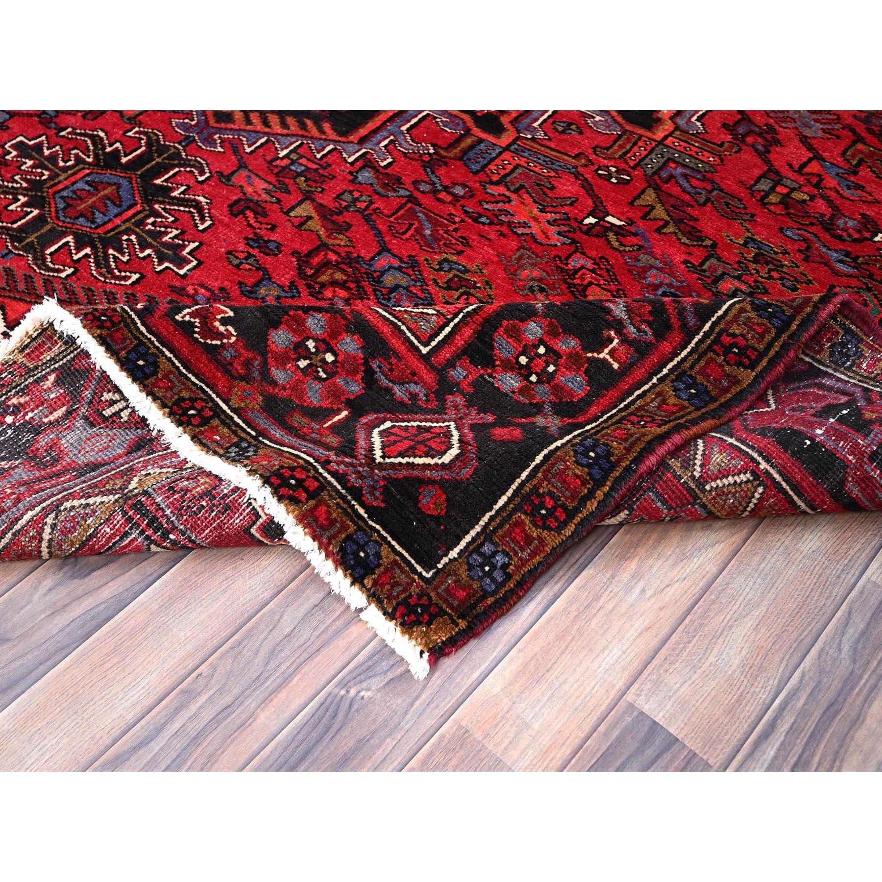 Red Vintage Persian Hand knotted Heriz Distressed Clean Pure Wool Oriental Rug For Sale 1