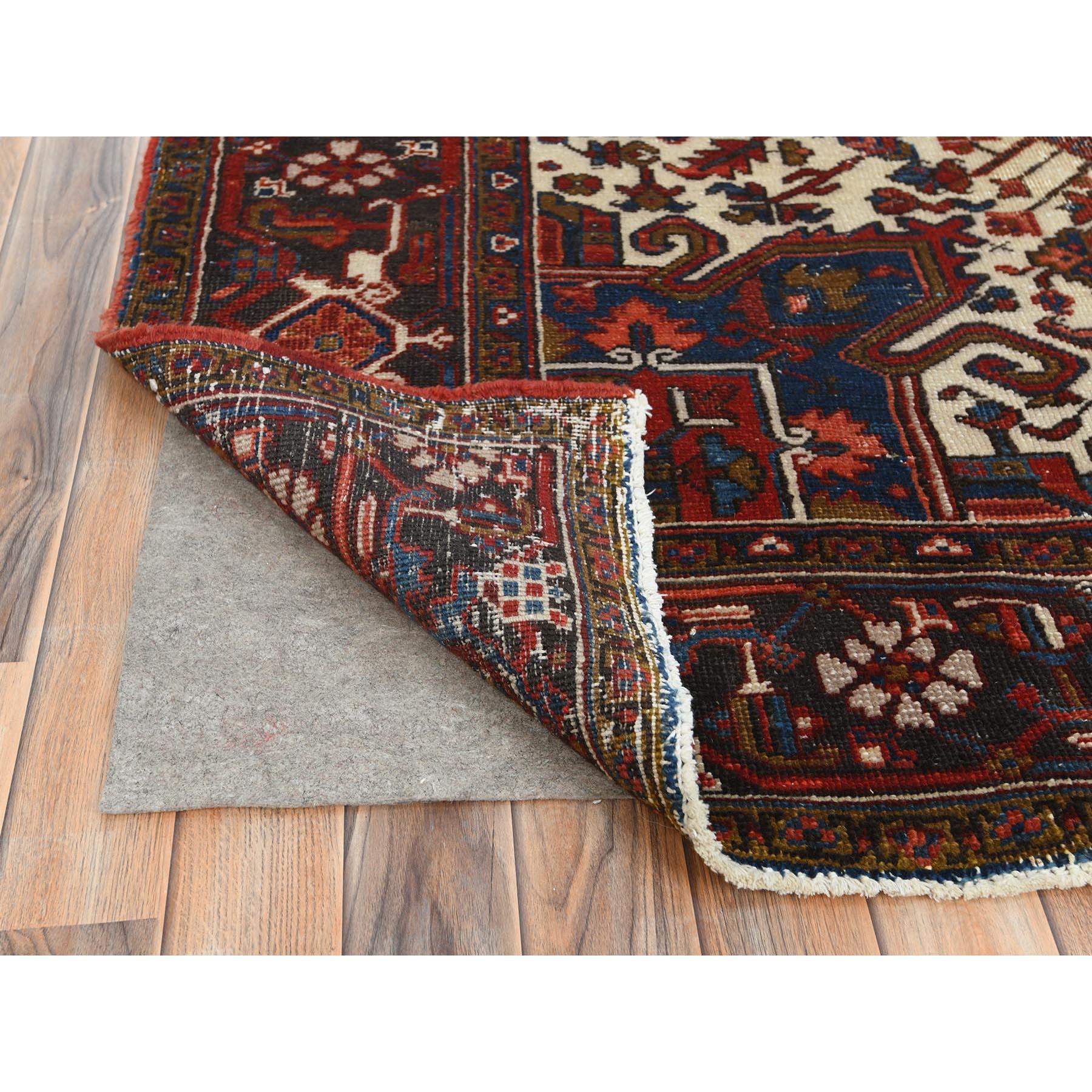Red Vintage Persian Heriz Abrash Hand Knotted Good Cond Worn Wool Cleaned Rug In Good Condition For Sale In Carlstadt, NJ