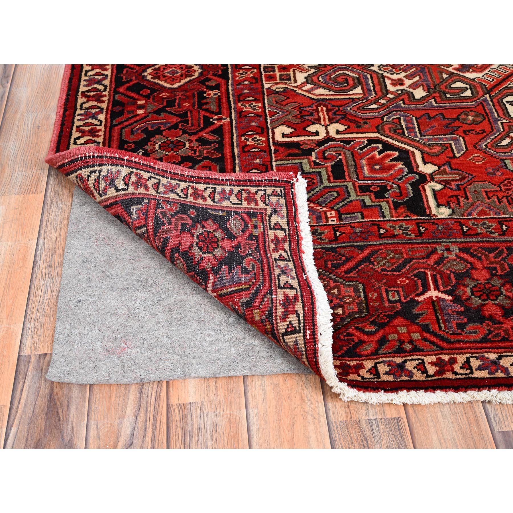 Red Vintage Persian Heriz Design Rustic Look Clean Abrash Wool Hand Knotted Rug In Excellent Condition For Sale In Carlstadt, NJ