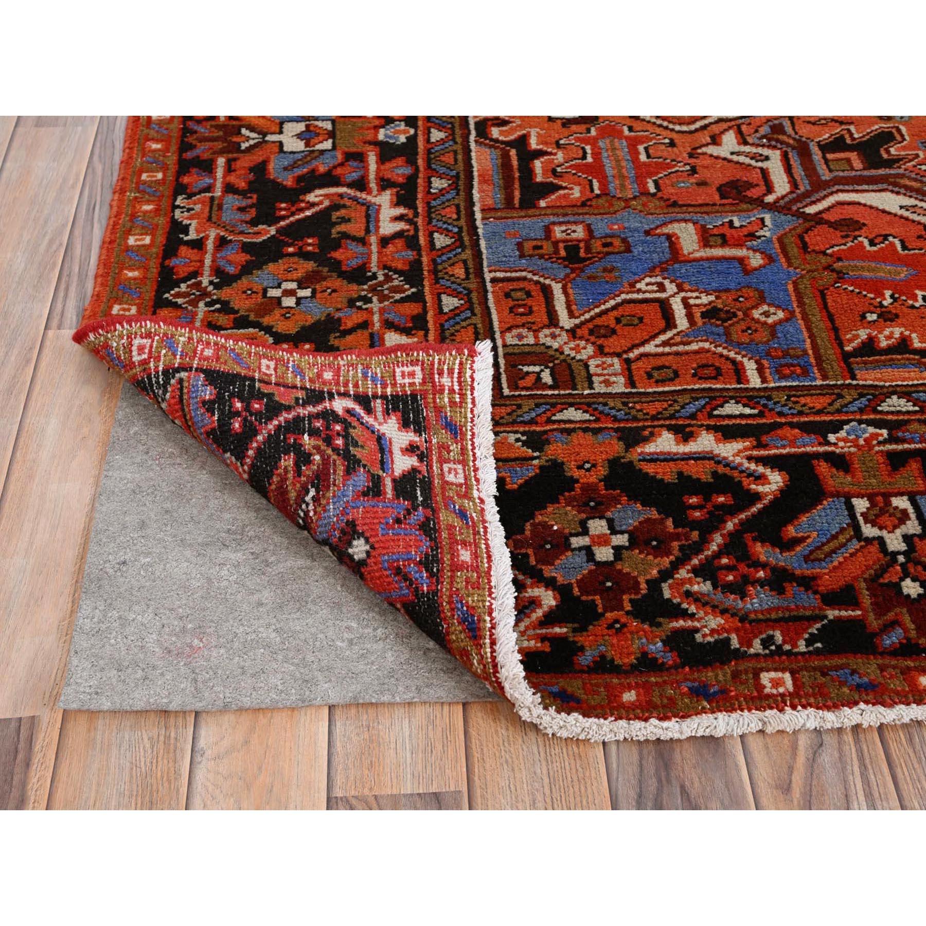 Mid-20th Century Red Vintage Persian Heriz Good Condition Rustic Feel Worn Wool Hand Knotted Rug