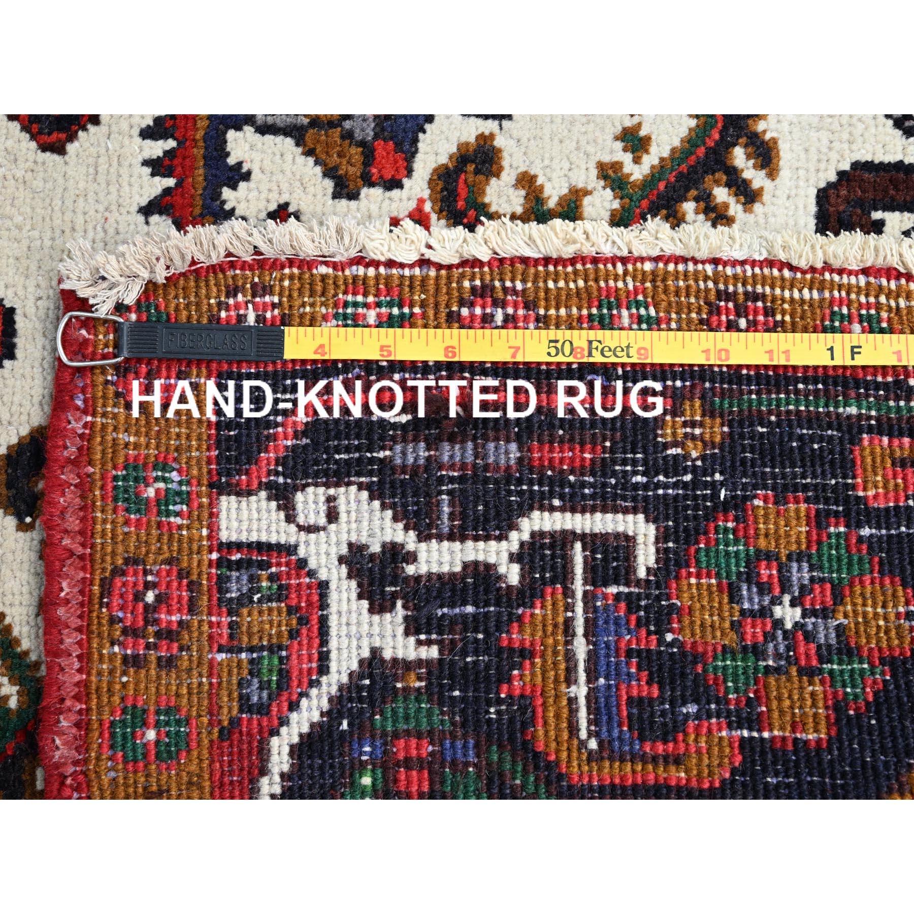 Red Vintage Persian Heriz Organic Wool Sides and Ends Cleaned Hand Knotted Rug For Sale 6