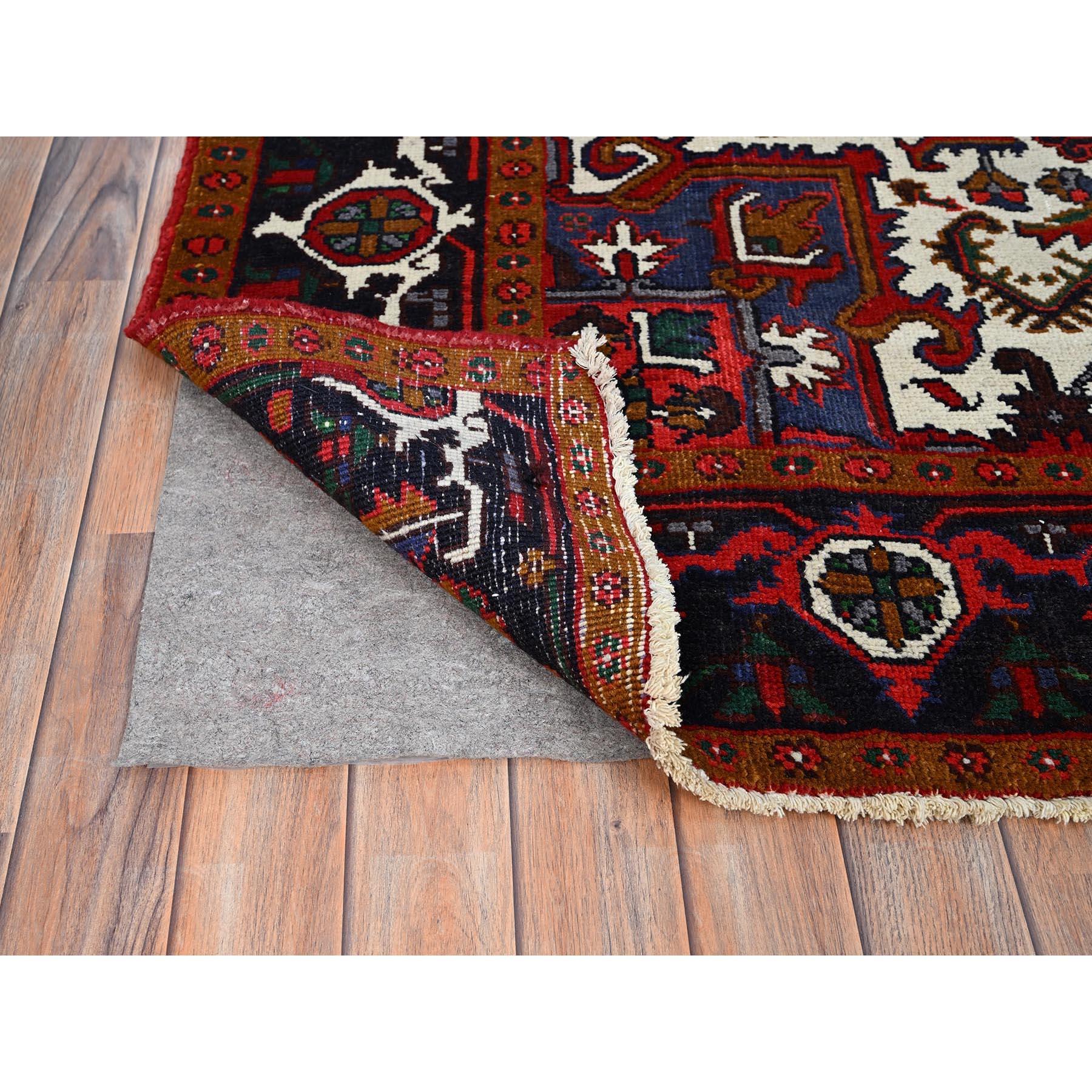 Red Vintage Persian Heriz Organic Wool Sides and Ends Cleaned Hand Knotted Rug In Good Condition For Sale In Carlstadt, NJ
