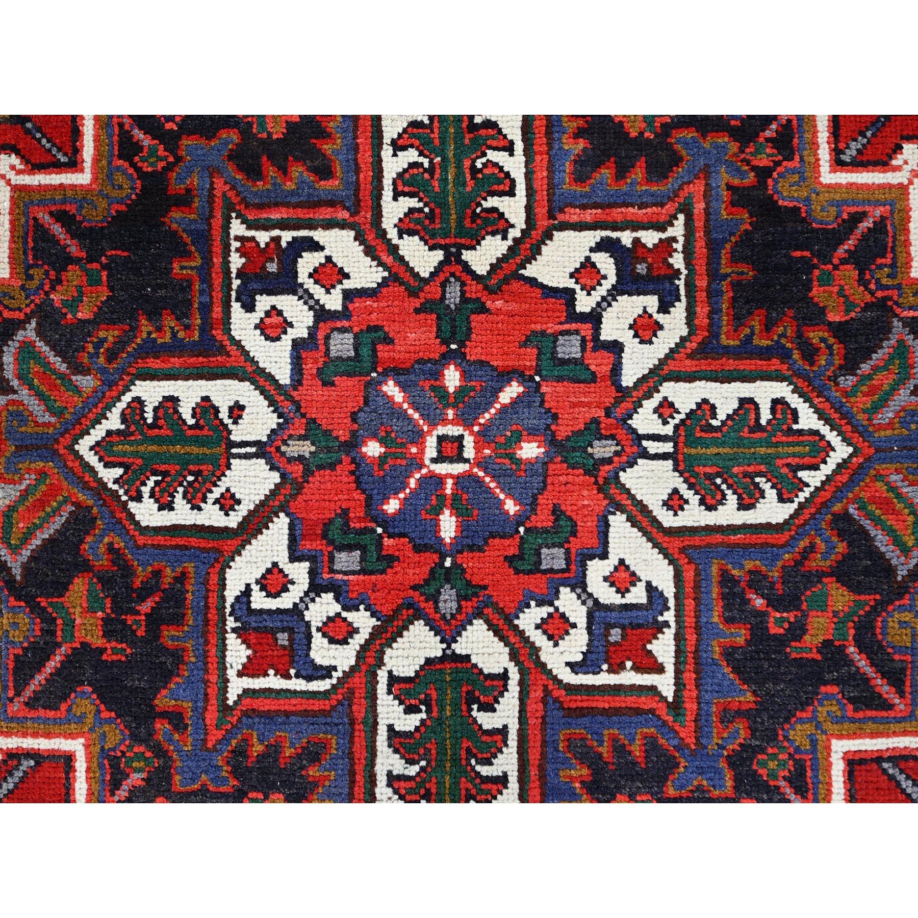 Red Vintage Persian Heriz Organic Wool Sides and Ends Cleaned Hand Knotted Rug For Sale 3