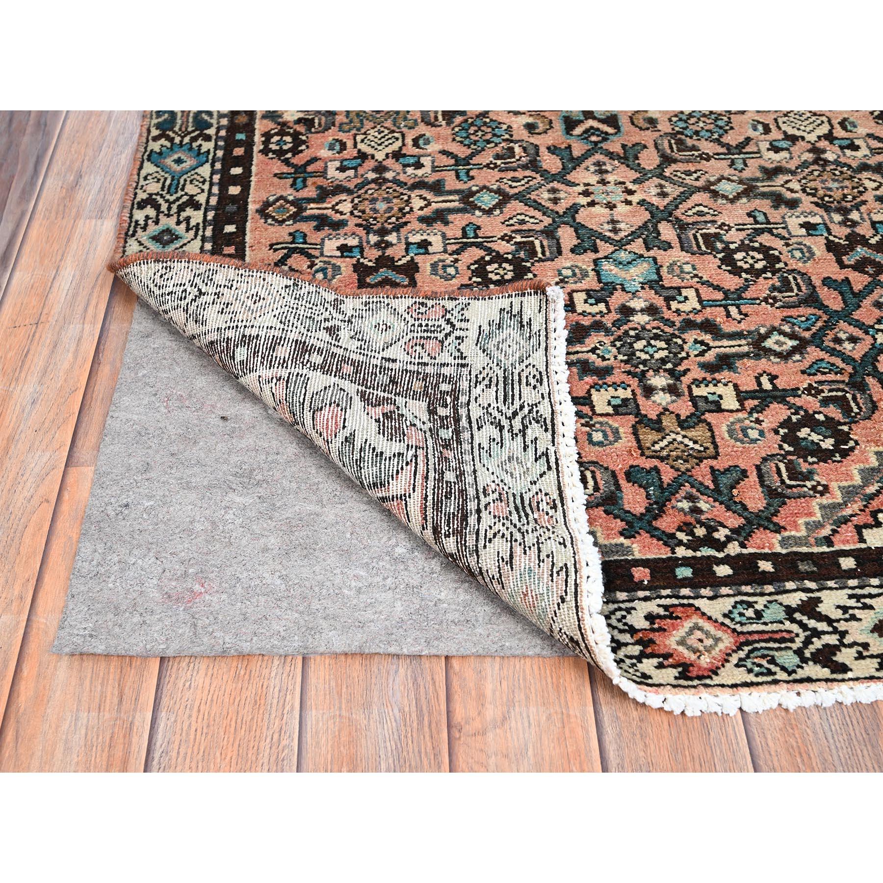Medieval Red Vintage Persian Hussainabad Clean Runner Hand Knotted Soft Wool Oriental Rug For Sale