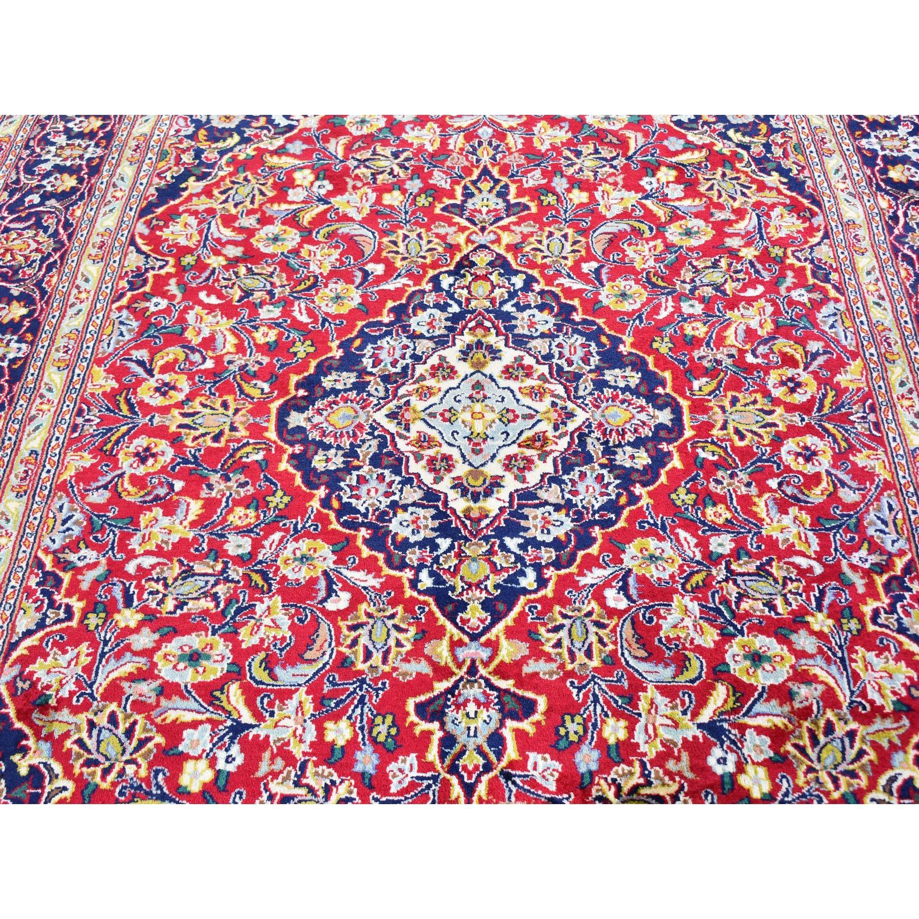 Red Vintage Persian Kashan Full Pile Hand Knotted Oriental Rug In Good Condition In Carlstadt, NJ