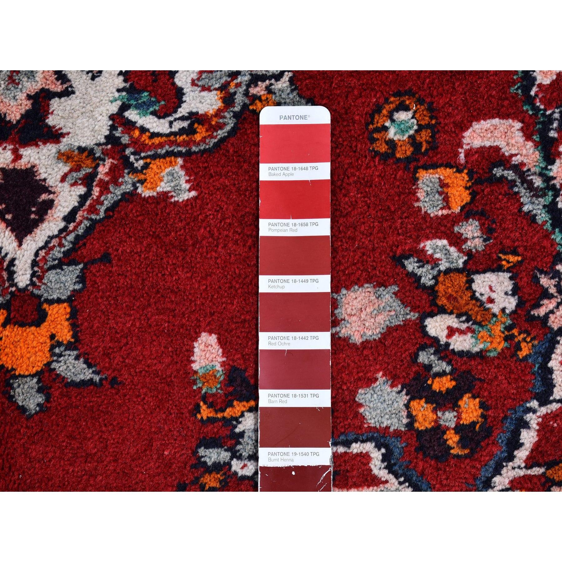 Medieval Red Vintage Persian Lilihan Full Pile Flowers Design Pure Wool Hand Knotted Rug