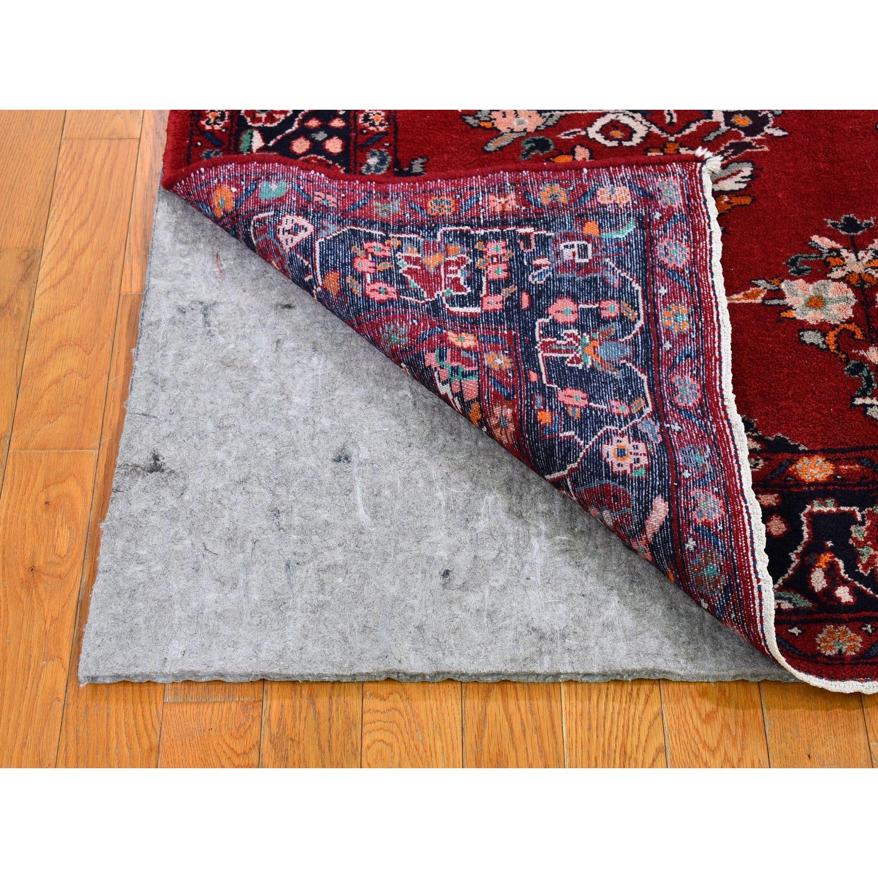 Hand-Knotted Red Vintage Persian Lilihan Full Pile Flowers Design Pure Wool Hand Knotted Rug