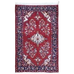 Red Vintage Persian Lilihan Full Pile Flowers Design Pure Wool Hand Knotted Rug
