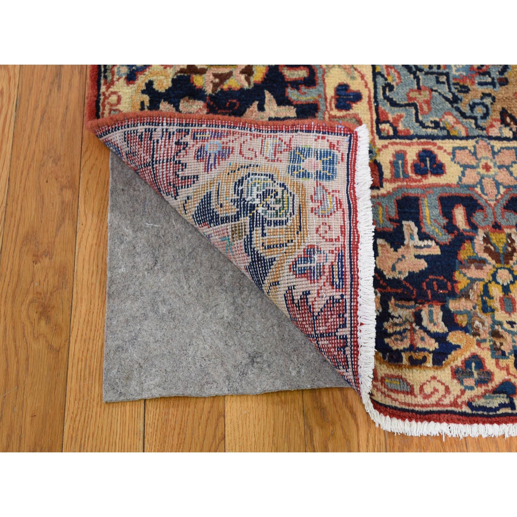 Red Vintage Persian Mahal Open Field Pure Wool Hand Knotted Oriental Rug In Good Condition In Carlstadt, NJ