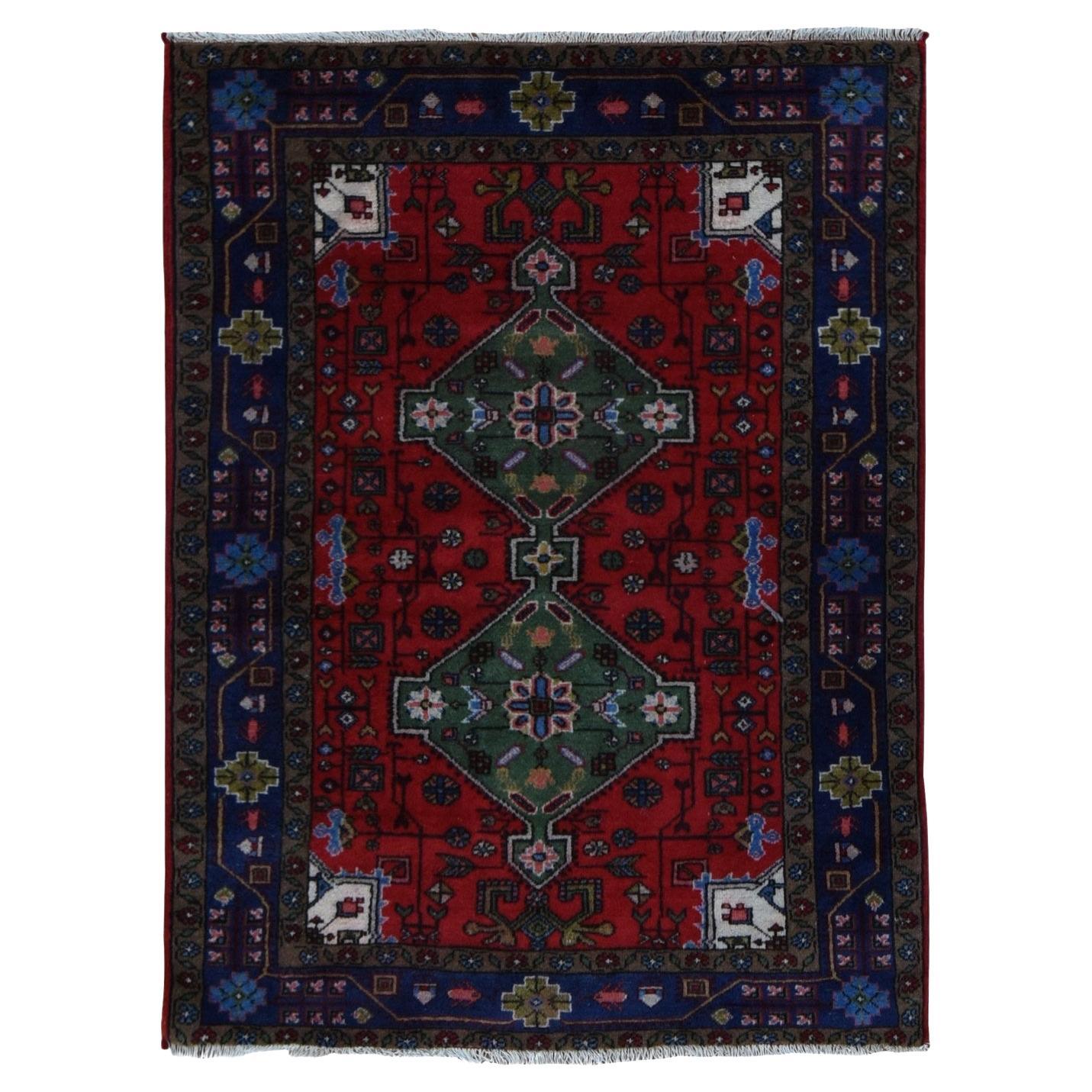 Red Vintage Persian Navahand Pure Wool Hand Knotted Soft and Clean Oriental Rug For Sale
