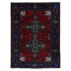Persischer Navahand-Teppich aus reiner Wolle, handgeknüpft, weich und sauber, rot, Vintage