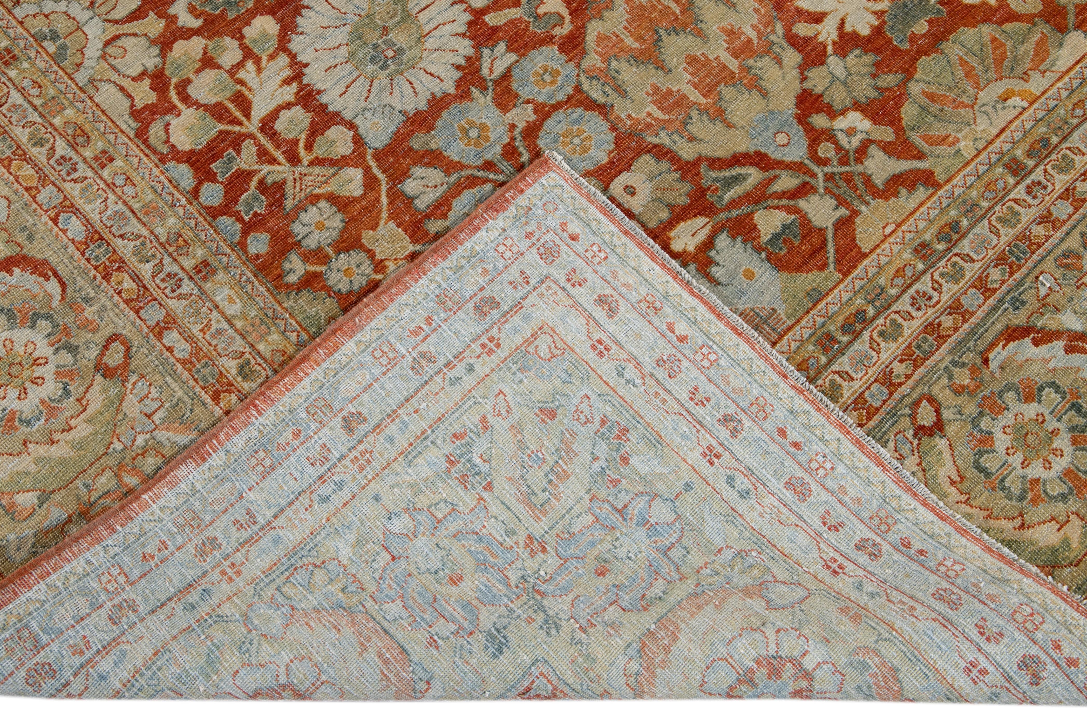 Red Vintage Persian Tabriz Handmade Wool Rug For Sale 10