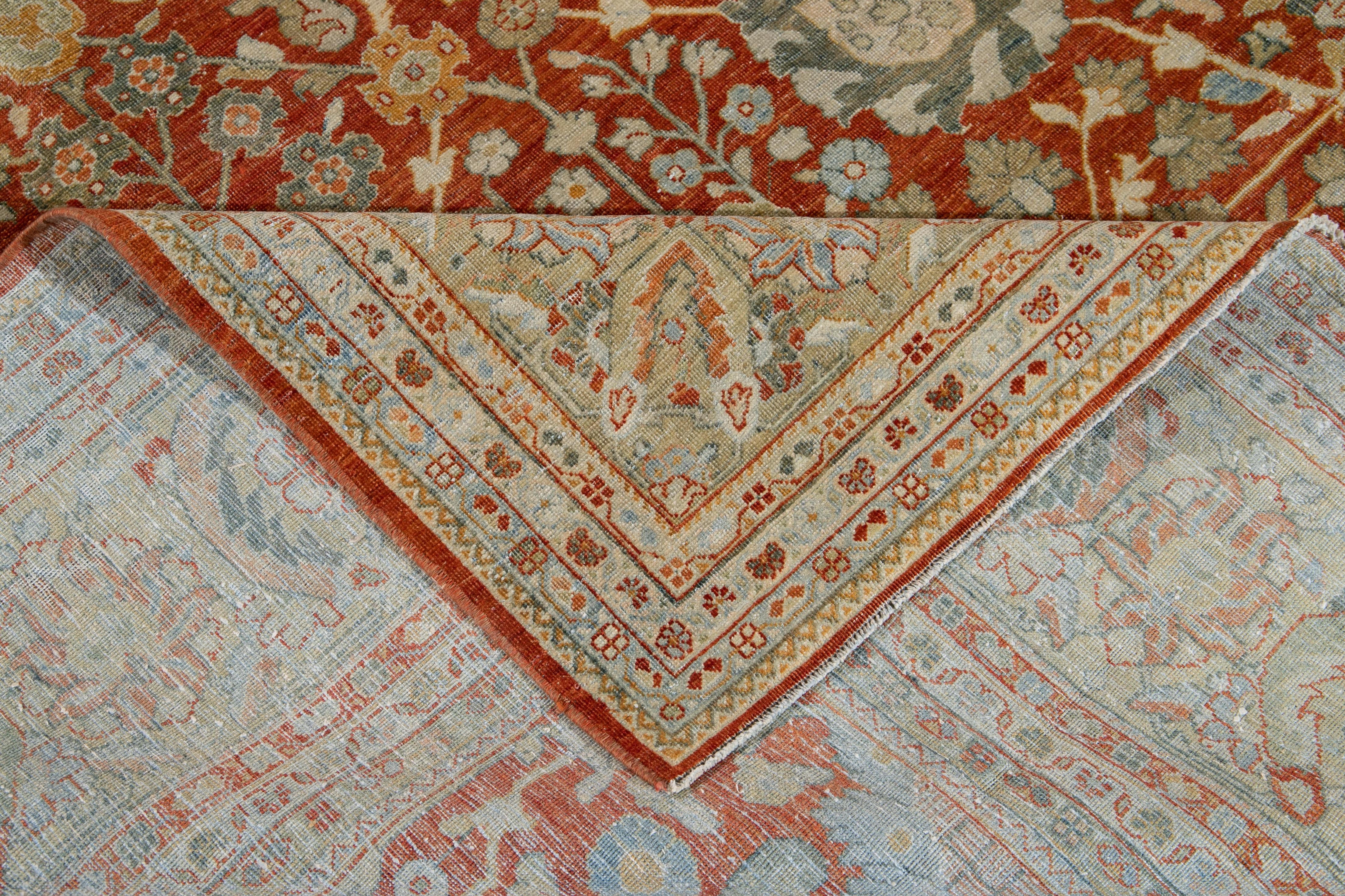 Red Vintage Persian Tabriz Handmade Wool Rug In Excellent Condition For Sale In Norwalk, CT