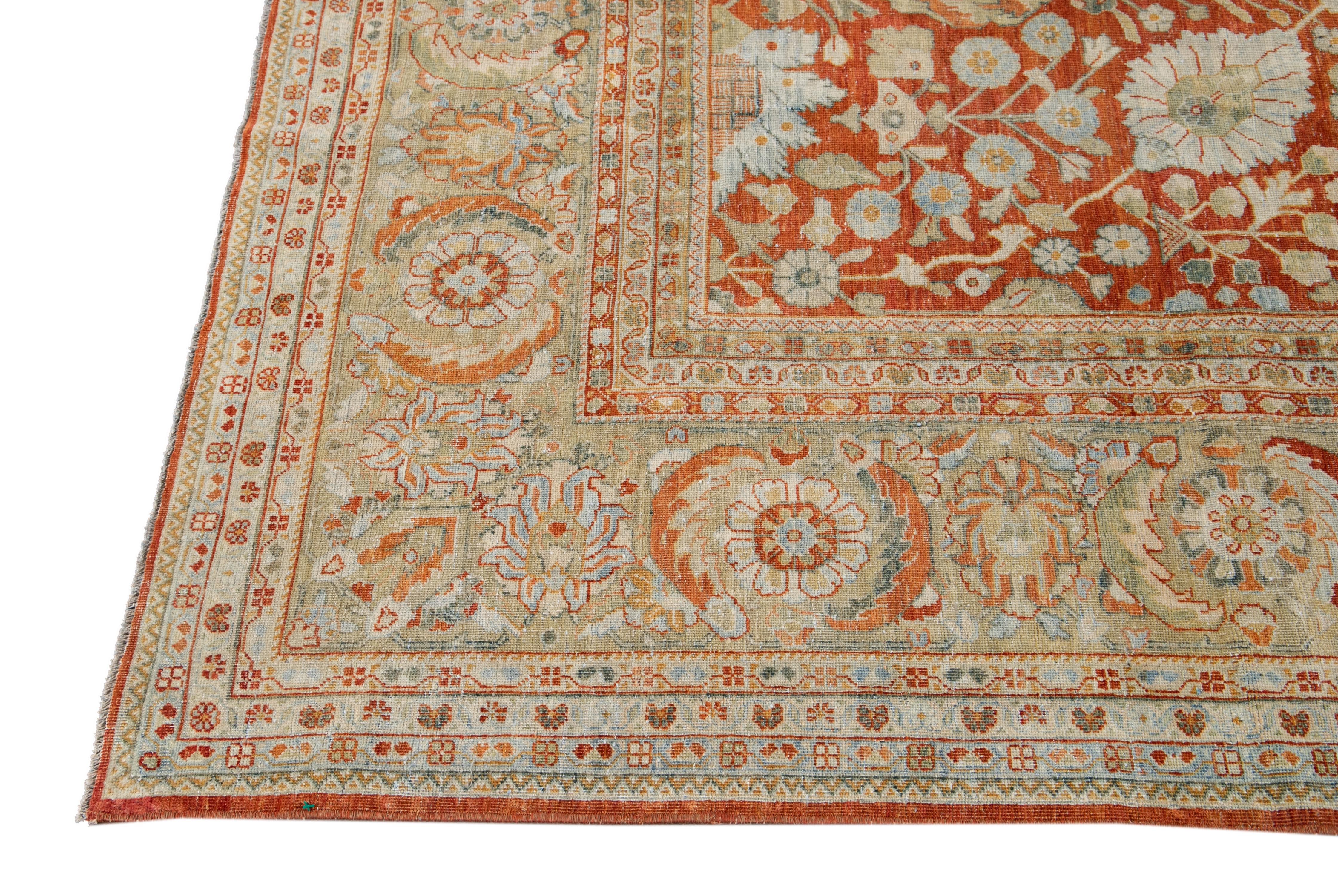 20th Century Red Vintage Persian Tabriz Handmade Wool Rug For Sale