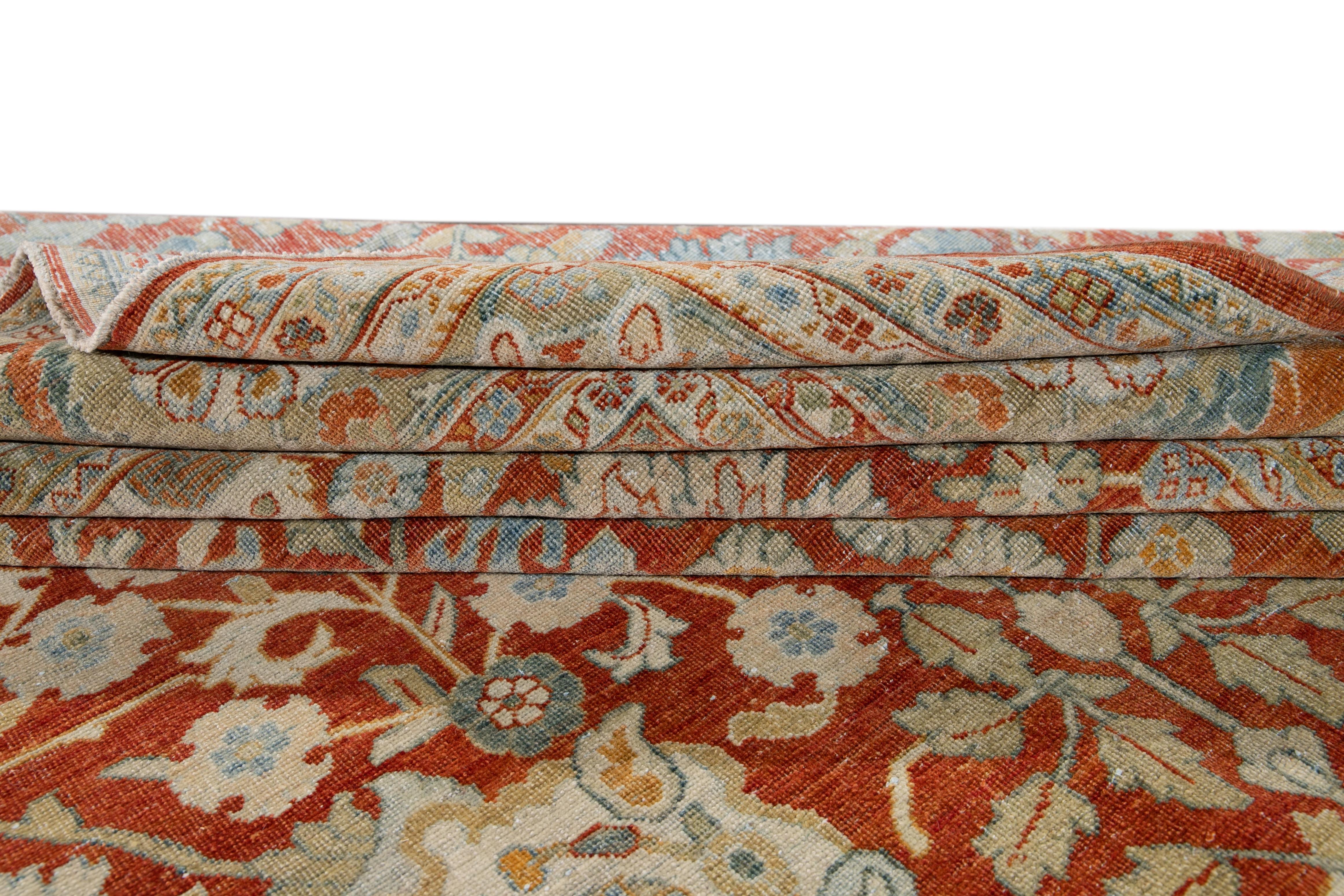 Red Vintage Persian Tabriz Handmade Wool Rug For Sale 2