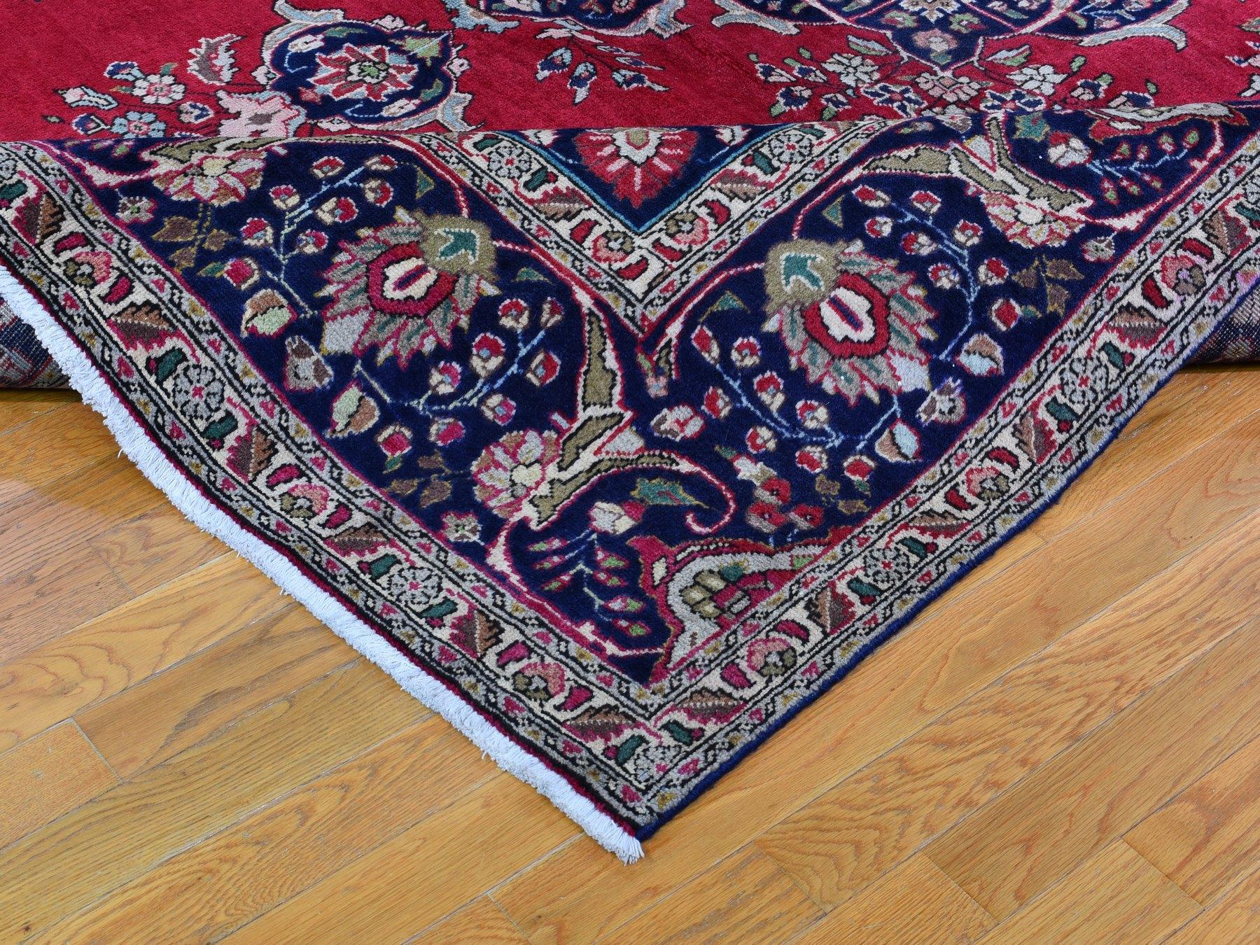 Wool Red Vintage Persian Tabriz Open Field with Medallion Hand Knotted Oriental Rug