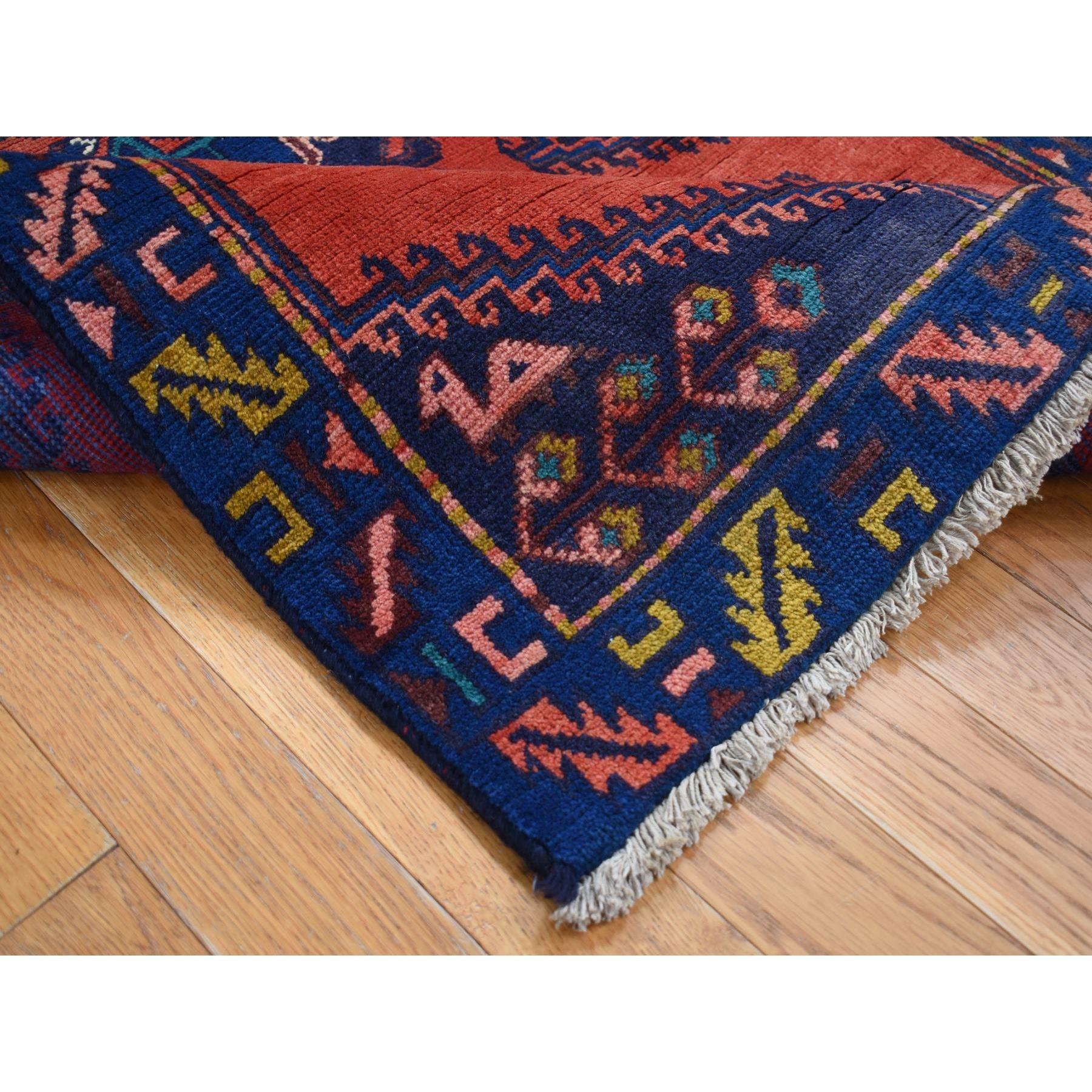Hand-Knotted Red Vintage Persian Viss Full Pile Excellent Cond Wool Hand Knotted Runner Rug For Sale
